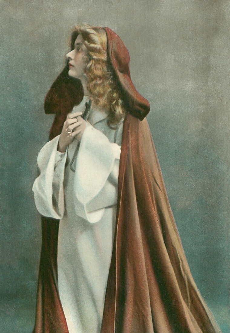 Hand-painted 1905 photo of a woman in Old Testament costume