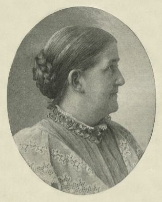 Photograph of Isabella Alden in profile.