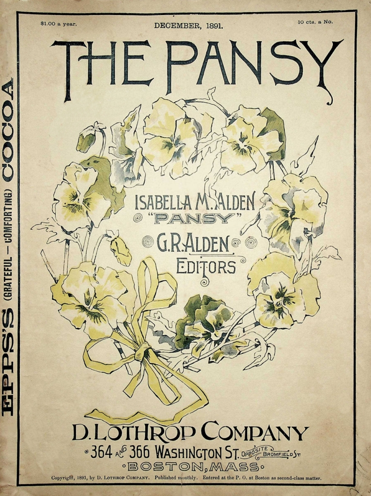 Cover of the December 1891 issue of The Pansy magazine.